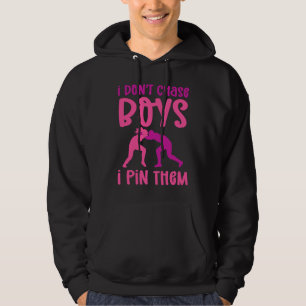 Jag Jagar Inte Pojkar Jag Fäller Dem Brottning Hoodie