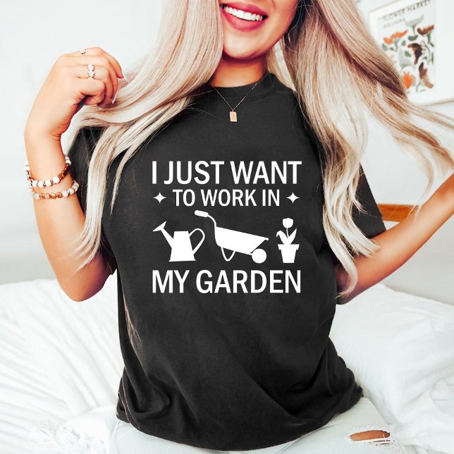 Jag jobbar bara i min Garden / Funny Gardener Blac T Shirt (I Just work in my Garden / Funny Gardener Black T-Shirt)