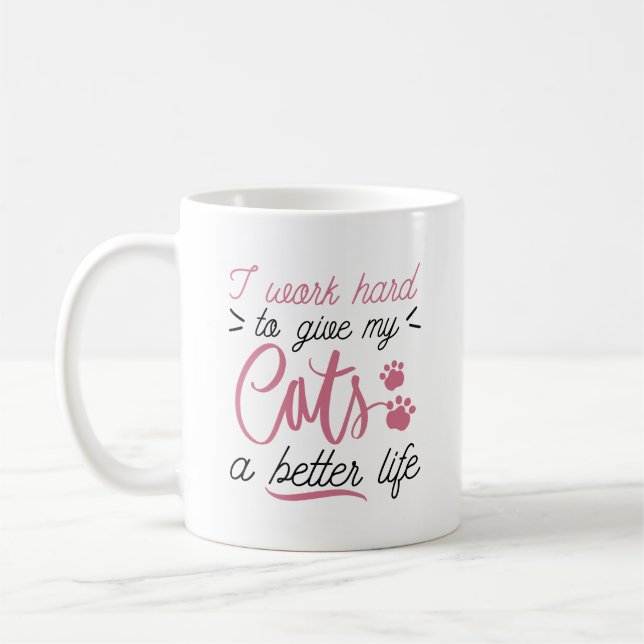 Jag Jobbar Hårt Katter Kaffemugg (Vänster)