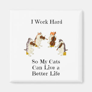 Jag jobbar hårt så att mina katter kan leva ett magnet