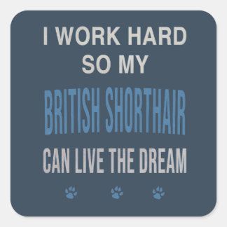 Jag Jobbar Hårt Så Min Brittisk Korthår Fyrkantigt Klistermärke
