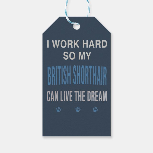 Jag Jobbar Hårt Så Min Brittisk Korthår Presentetikett (Framsidan)