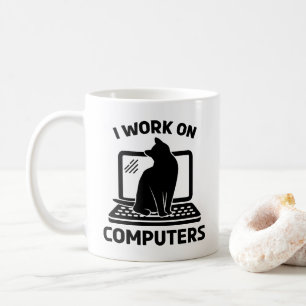 Jag Jobbar Med Datorer Rolig Kattälskare Kaffemugg