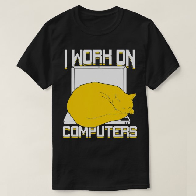 Jag jobbar med datorkatt t shirt (Design framsida)