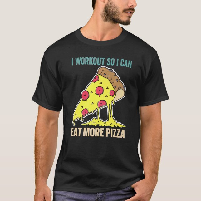 Jag jobbar så jag kan äta mer Pizza Retro Fitness  T Shirt (Framsida)