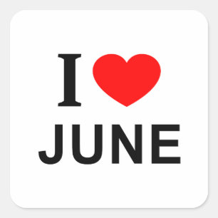 Jag ❤️ JUNI Jag älskar JUNI Jag älskar JUNI Fyrkantigt Klistermärke
