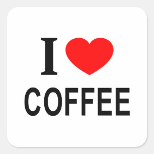 Jag ❤️ KAFFE Jag älskar kaffe Jag älskar kaffe Fyrkantigt Klistermärke