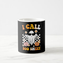 Jag Kallar Boo Sheet Halloween Retro Spöke Kaffemugg