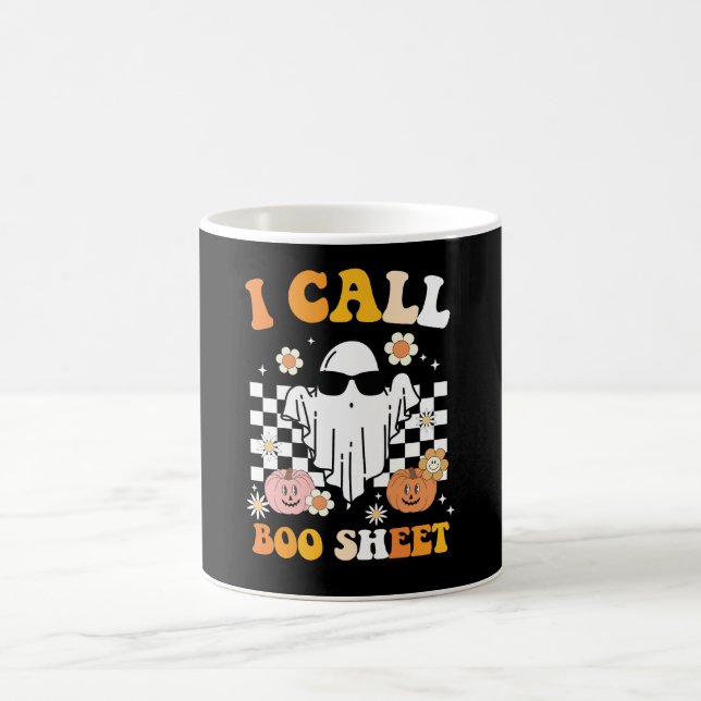 Jag Kallar Boo Sheet Halloween Retro Spöke Kaffemugg (Center)