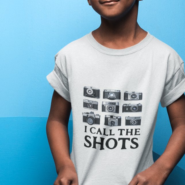 Jag kallar fotografkamerorna för ljuspunkter t shirt ("I call the shots" photographer pun kids Tshirt)