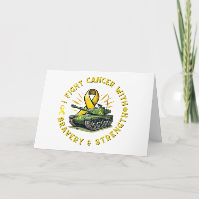 "JAG KÄMPAR CANCER MED BRAVERY & STRENGTH"-KORT TACK KORT (Framsida)