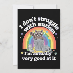 Jag kämpar inte med Autism Autism Lustigt Raccoon Inbjudningar
