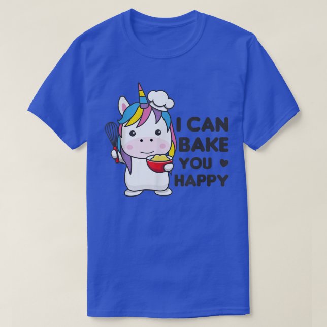 Jag kan baka dig lycklig Cute Unicorn Baking Cupca T Shirt (Design framsida)