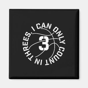 Jag kan bara räkna i 3-bitars Basketball 3-punktsb Magnet
