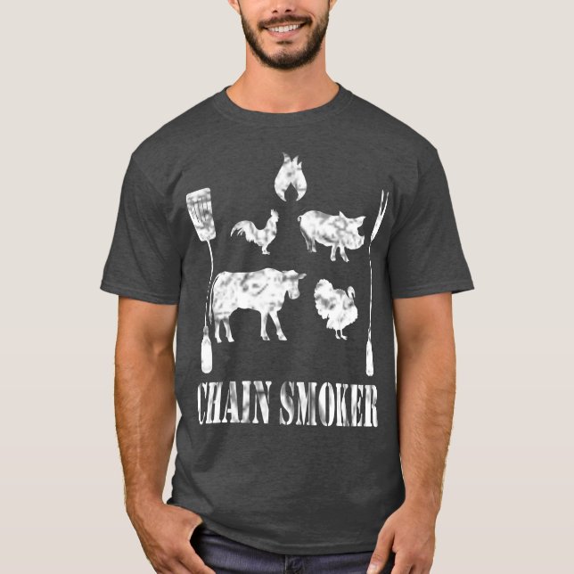 Jag kan bara sluta röka rökkedjan rökare BBQ Kött T Shirt (Framsida)