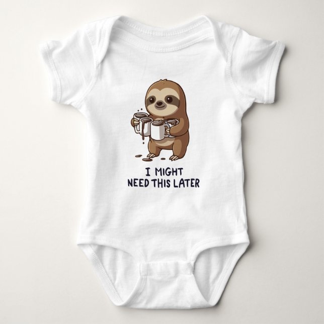 Jag kan behöva kaffe senare - Lazy Sloth Humor T Shirt (Framsida)