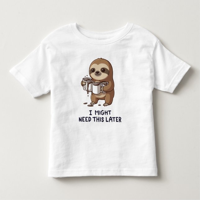Jag kan behöva kaffe senare - Lazy Sloth Humor T Shirt (Framsida)