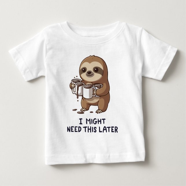 Jag kan behöva kaffe senare - Lazy Sloth Humor T Shirt (Framsida)