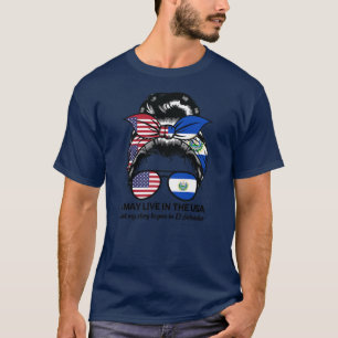 Jag kan bo i USA men började med EL Salvador Ameri T Shirt