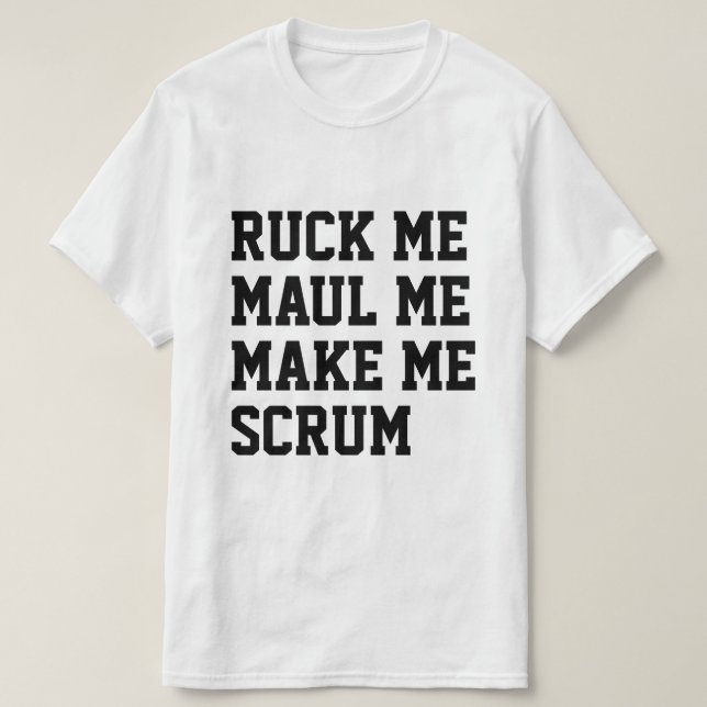 Jag kan få mig att göra mig till rugby-tema. t shirt (Design framsida)