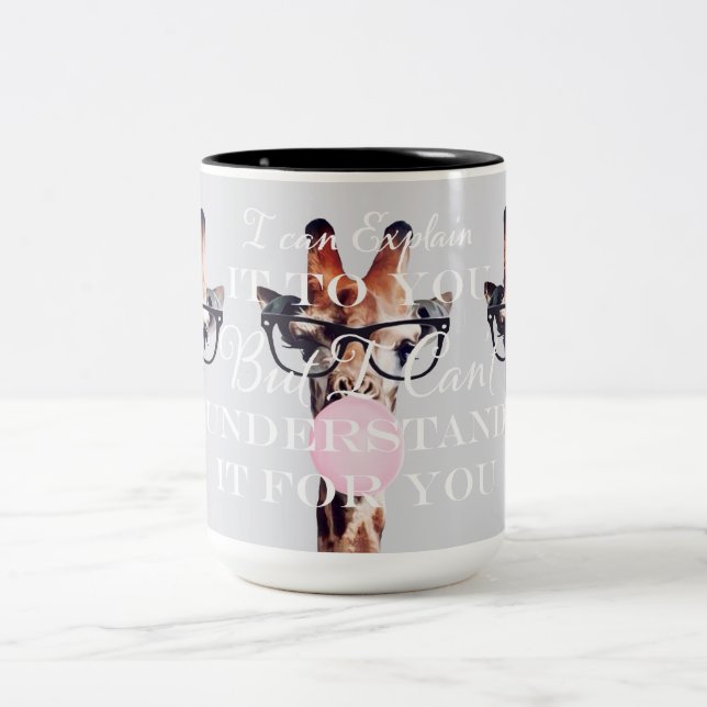 Jag kan förklara det för dig, Giraffe Blowing Gum Två-Tonad Mugg (Center)