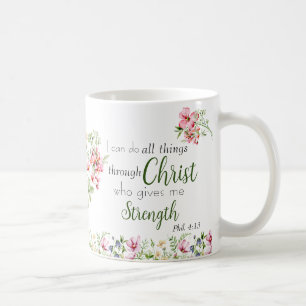 Jag kan göra alla Sak bibelverser med Monogram Kaffemugg