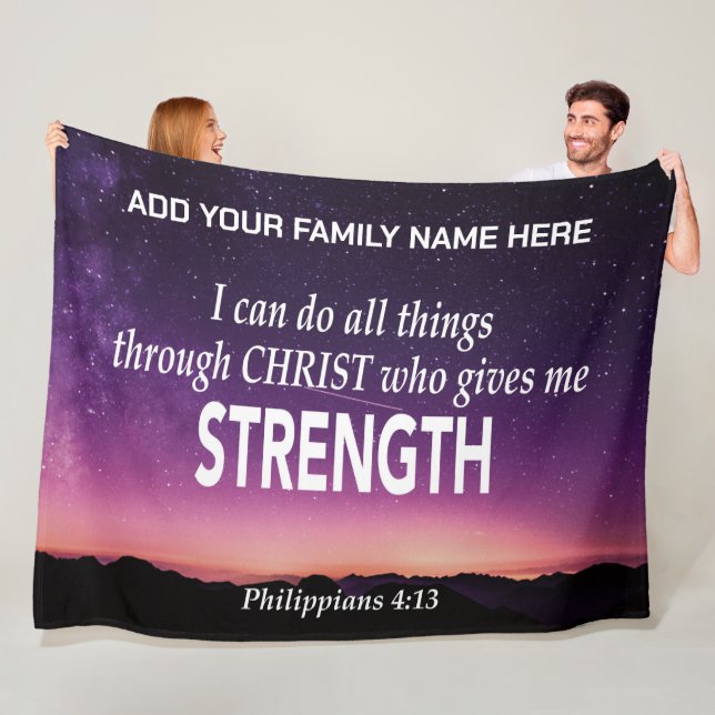 JAG KAN GÖRA ALLA SAK Christian Bible Family Fleecefilt (På plats)