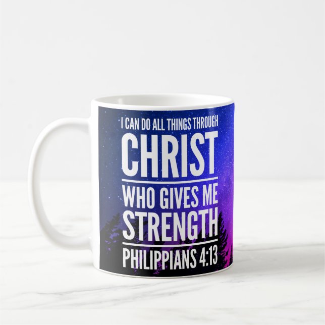 Jag kan göra alla Sak Christian Bible Verse Kaffemugg (Vänster)