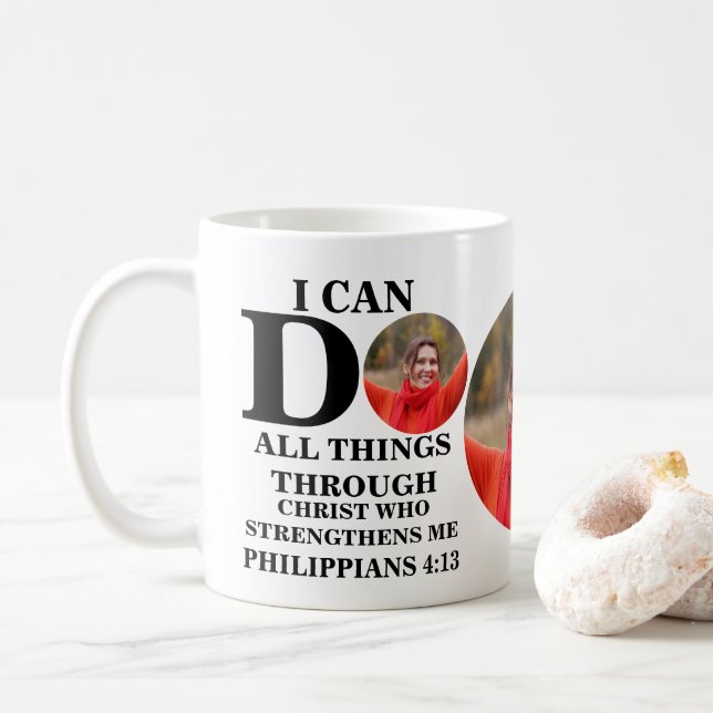 Jag kan göra alla sak Christian foto Bible Kaffemugg (Med munk)