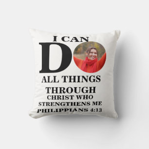 Jag kan göra alla sak Christian foto Bible Kudde