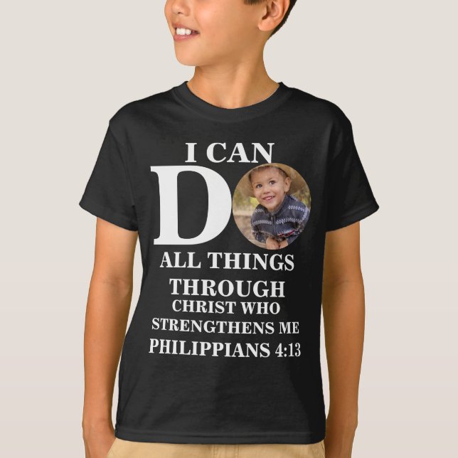 Jag kan göra alla sak Christian foto Bible T Shirt (Framsida)