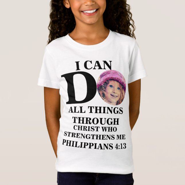 Jag kan göra alla sak Christian foto Bible T Shirt (Framsida)