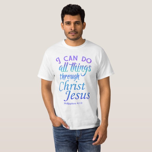Jag kan göra alla saker Bibelvers T-shirts (Hel framsida)