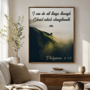 Jag kan göra alla ting genom Kristus Bergträd Poster