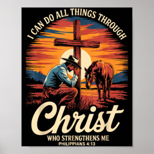 Jag Kan Göra Alla Ting Genom Kristus Cowboy Kristn Poster
