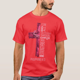 Jag kan göra allt genom Kristus Bröstcancer Medvet T Shirt