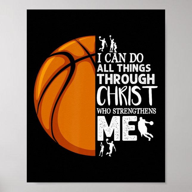 Jag kan göra allt Sak genom Jesus Basketball Chri Poster (Framsidan)