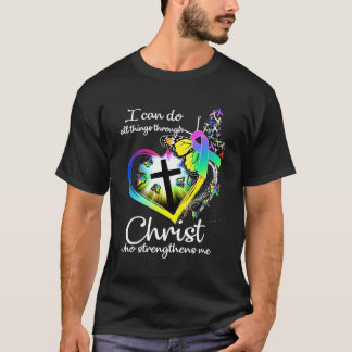 Jag kan göra allt Sak genom Jesus Butterfly Art - T Shirt
