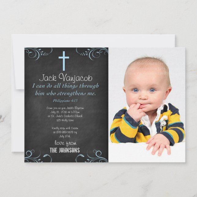 Jag kan göra allt sak genom Kristi Baby Inbjudningar (Framsida)