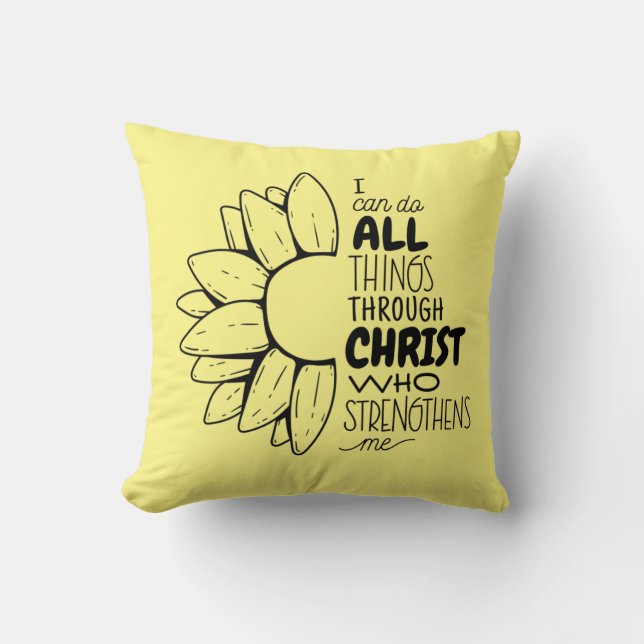 Jag kan göra allt Sak genom Kristi Daisy Kudde (Framsida)