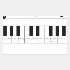 Jag kan göra allt Sak genom Kristi med Piano Nyckl Rektangulärt Klistermärke