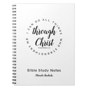 Jag kan göra allt Sak genom Kristus Bible Study Anteckningsbok