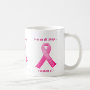 Jag kan göra allt sak genom Kristus Breast Cancer Kaffemugg