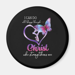 Jag kan göra allt Sak genom Kristus Butterfly Art  Magnet