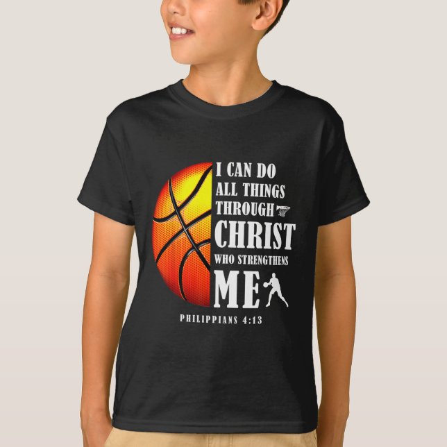 Jag kan göra allt Sak genom Kristus Christian Bysk T Shirt (Framsida)