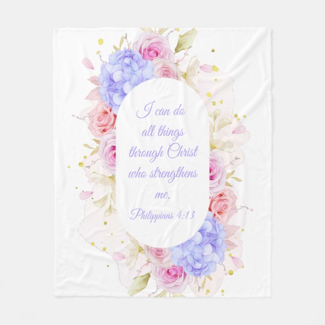 Jag kan göra allt Sak genom Kristus - filippianer  Fleecefilt (Framsidan)