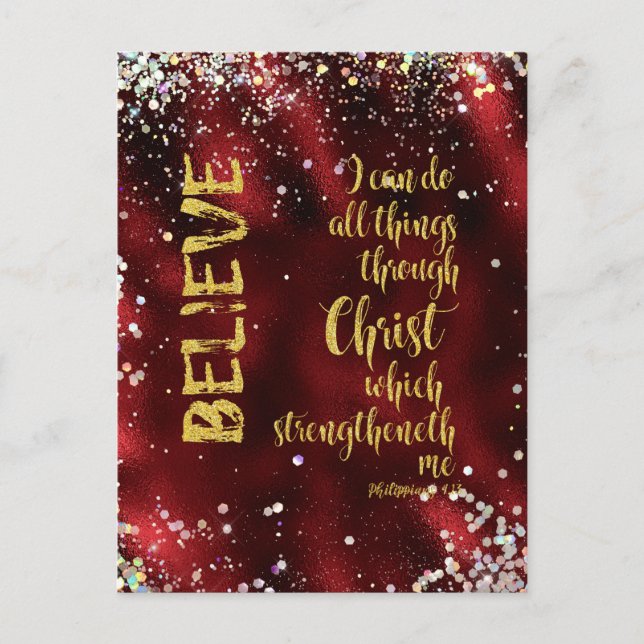 Jag kan göra allt Sak genom Kristus KJV-skript Vykort (Framsida)