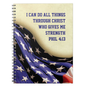 JAG KAN GÖRA ALLT SAK Phil 4:13 AMERIKANSK FLA Anteckningsbok