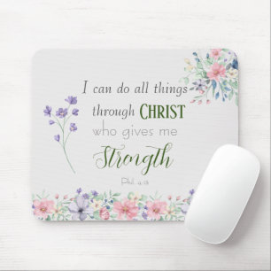 Jag kan göra hela Sak Bible Verse Elegant botanisk Musmatta