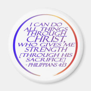 Jag kan göra sak genom Kristus Bible Verse Magnet